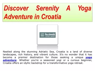 Discover Serenity A Yoga Adventure in Croatia