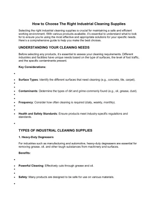 How to Choose The Right Industrial Cleaning Supplies