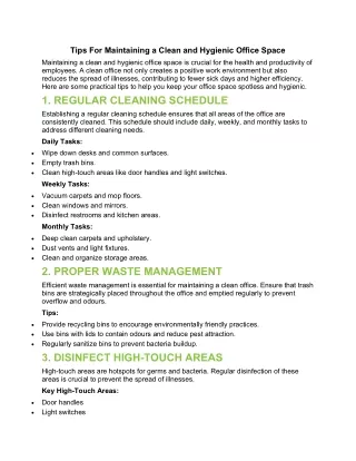 Tips For Maintaining a Clean and Hygienic Office Space