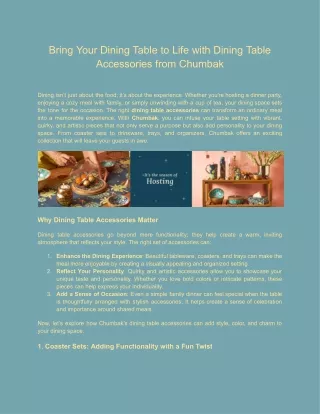 Bring Your Dining Table to Life with Dining Table Accessories from Chumbak