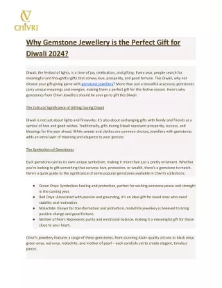 Why Gemstone Jewellery is the Perfect Gift for Diwali 2024?