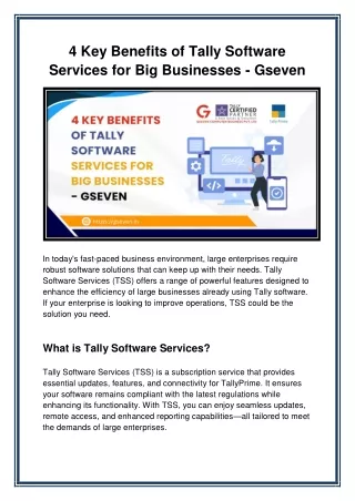 4 Key Benefits of Tally Software Services for Big Businesses - Gseven