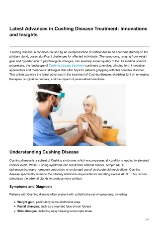 Latest Advances in Cushing Disease Treatment Innovations and Insights