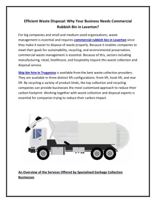Efficient Waste Disposal Why Your Business Needs Commercial Rubbish Bin in Laverton