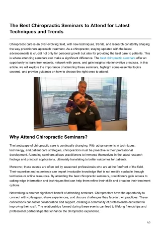 The Best Chiropractic Seminars to Attend for Latest Techniques and Trends