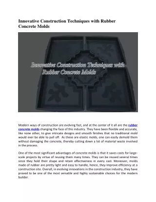 Innovative Construction Techniques with Rubber Concrete Molds