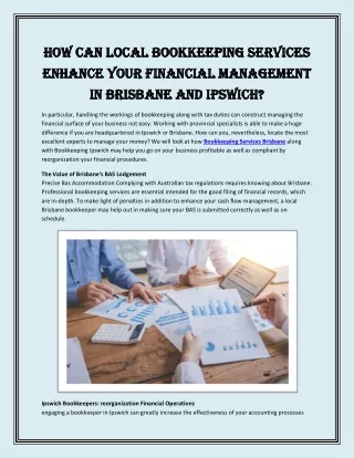 How Can Local Bookkeeping Services Enhance Your Financial Management in Brisbane and Ipswich