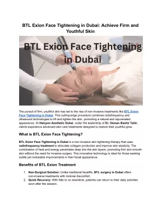 BTL Exion Face Tightening in Dubai_ Achieve Firm and Youthful Skin