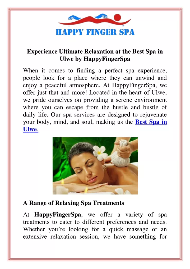 experience ultimate relaxation at the best