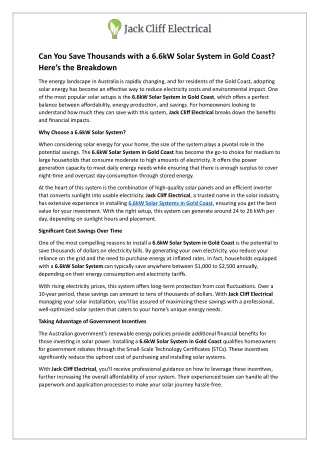 Can You Save Thousands with a 6.6kW Solar System in Gold Coast - Here’s the Breakdown