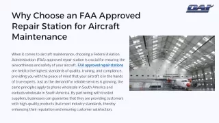 Why Choose an FAA Approved Repair Station for Aircraft Maintenance