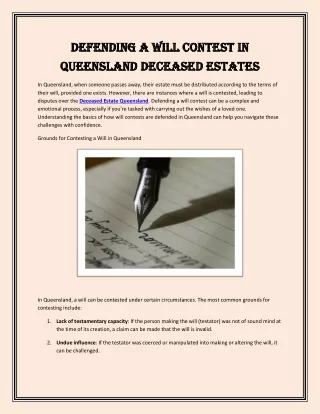 defending a will contest in defending a will