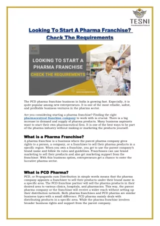 Looking To Start A Pharma Franchise Check The Requirements