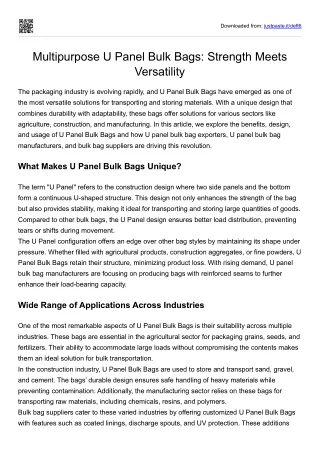 Multipurpose U Panel Bulk Bags: Strength Meets Versatility