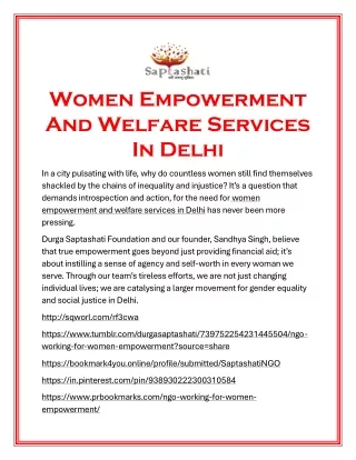 Women Empowerment And Welfare Services In Delhi