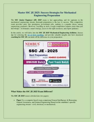 master ssc je 2025 success strategies