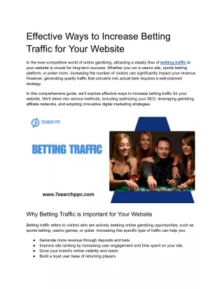 Effective Ways to Increase Betting Traffic for Your Website