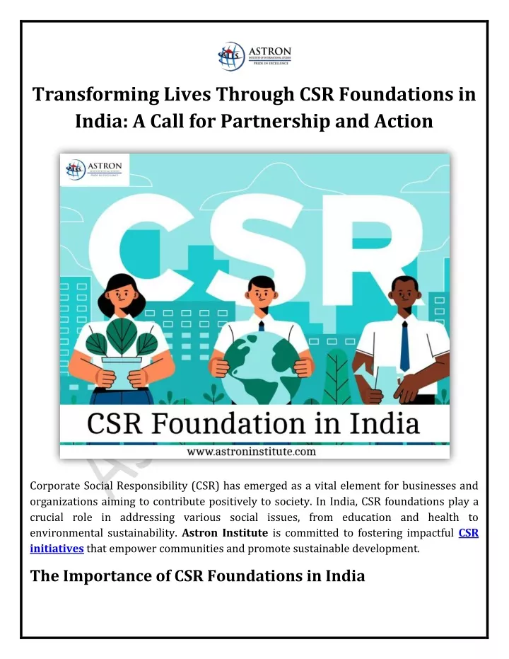 transforming lives through csr foundations