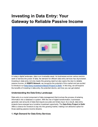 Investing in Data Entry: Your Gateway to Reliable Passive Income