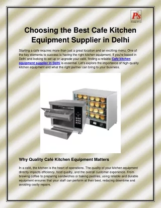 Cafe kitchen equipment supplier in Delhi