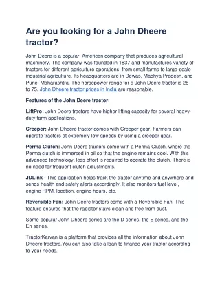 Are you looking for a John Dheere tractor_