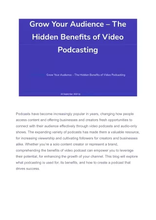 Grow Your Audience – The Hidden Benefits of Video Podcasting (1)