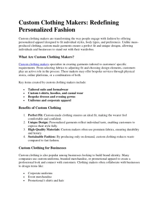 Bespoke Dreams: The Art of Custom Clothing Makers