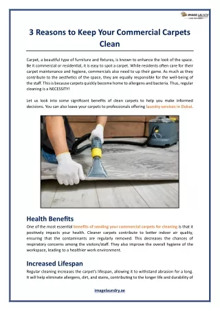 3 Reasons to Keep Your Commercial Carpets Clean