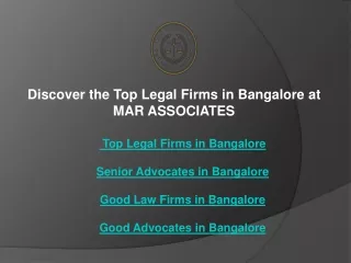 Discover the Top Legal Firms in Bangalore at MAR ASSOCIATES