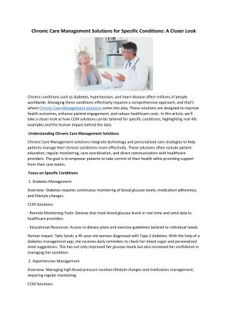 Chronic Care Management Solutions for Specific Conditions