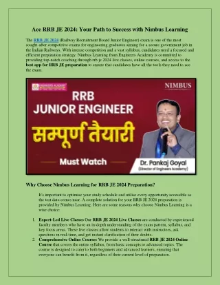 ace rrb je 2024 your path to success with nimbus