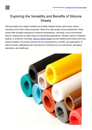 Exploring the Versatility and Benefits of Silicone Sheets