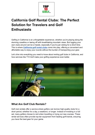 California Golf Rental Clubs_ The Perfect Solution for Travelers and Golf Enthusiasts