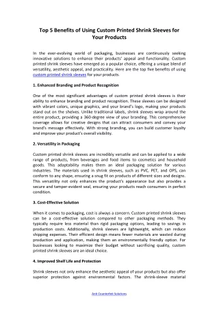 Benefits of Using Custom Printed Shrink Sleeves for Your Products