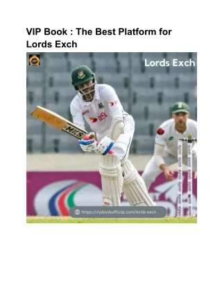 vip book the best platform for lords exch