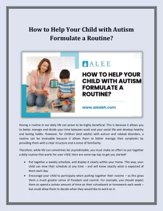 How to Help Your Child with Autism Formulate a Routine?