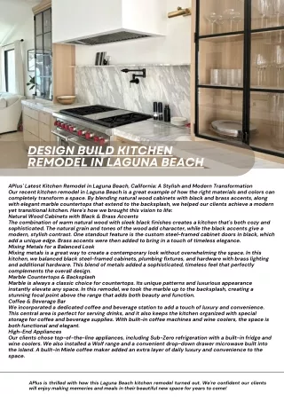 Design Build Kitchen Remodel in Laguna Beach