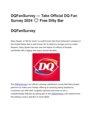dqfansurvey take official dq fan survey 2024 free