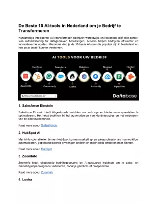 De Beste 10 AI-tools in Netherlands om je Bedrijf te Transformeren