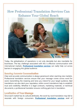 How Professional Translation Services Can Enhance Your Global Reach