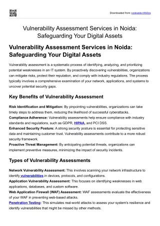 Vulnerability Assessment Services in Noida