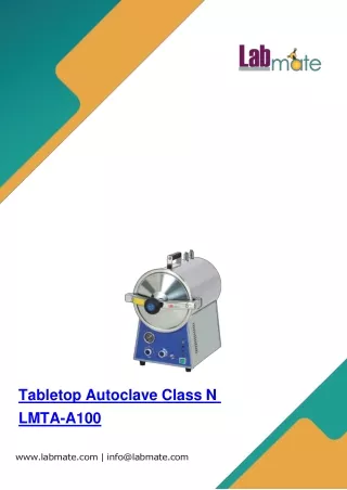 Tabletop Autoclave Class N LMTA-A100