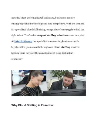 Expert Staffing Solutions for the Cloud Era