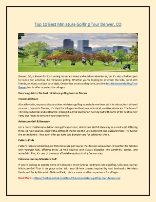 Top 10 Best Miniature Golfing Tour Denver, CO