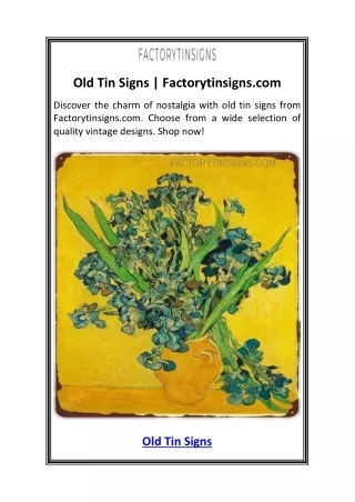 old tin signs factorytinsigns com