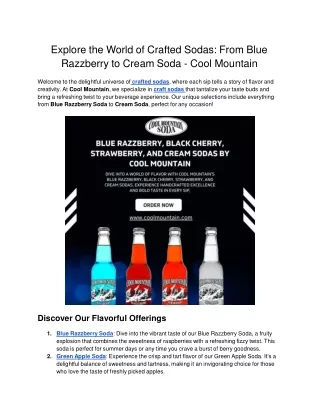 Explore the World of Crafted Sodas_ From Blue Razzberry to Cream Soda - Cool Mountain