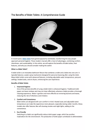 Bidet Toilet
