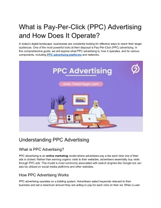 what is pay per click ppc advertising