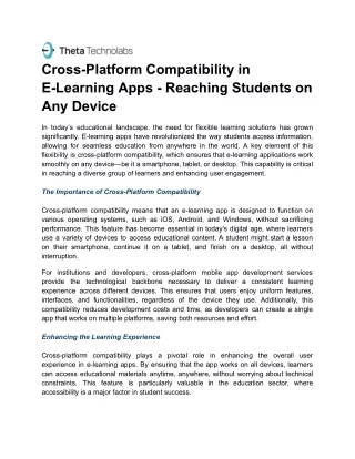 Cross-Platform Compatibility in E-Learning Apps - Reaching Students on Any Device