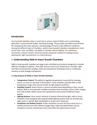 Walk-In Insect Growth Chambers manufacturer